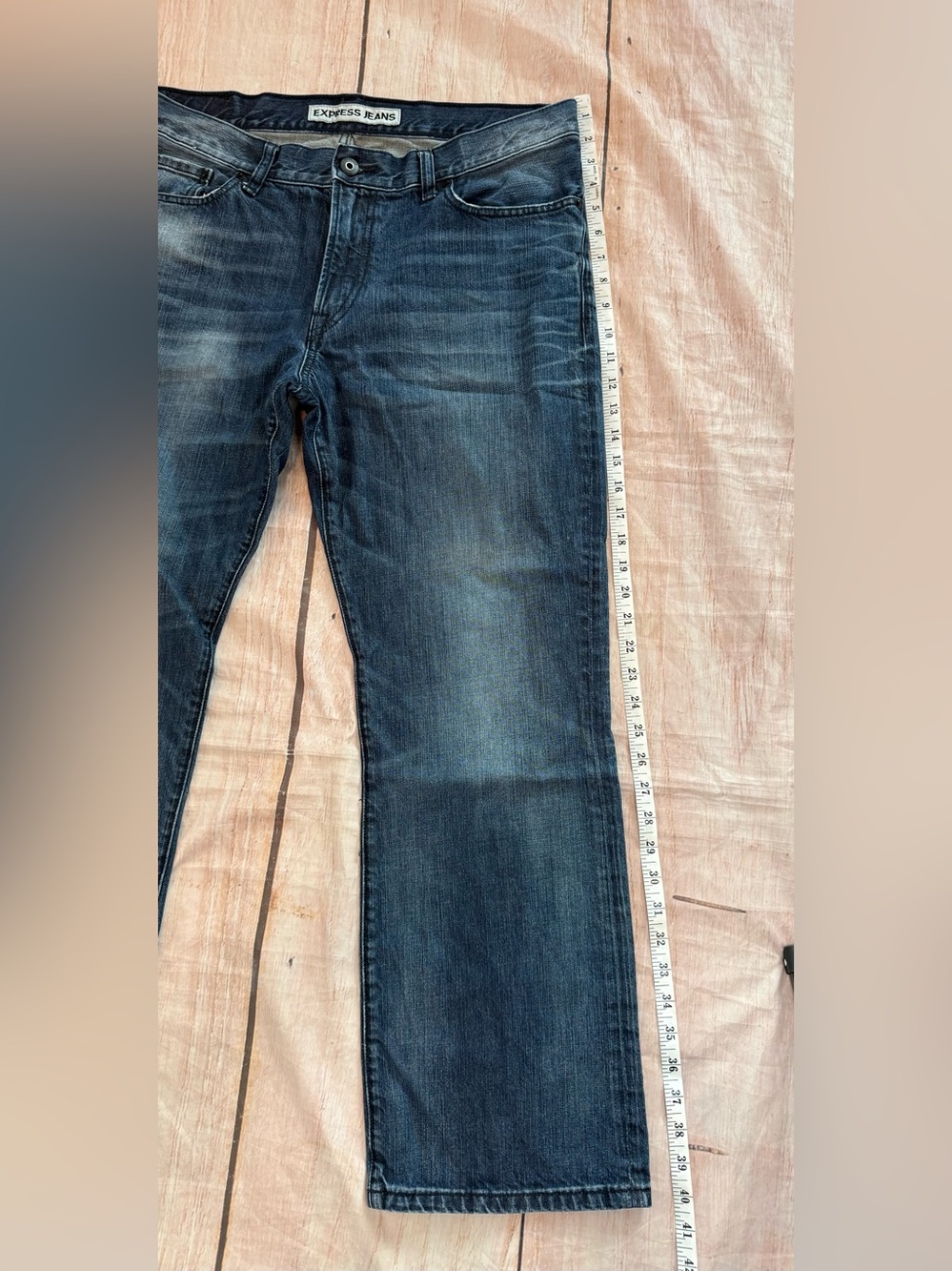 Express Kingston Classic Fit Regular Rise Bootcut Dark Wash Denim Jeans 34X30 - Picture 2 of 12